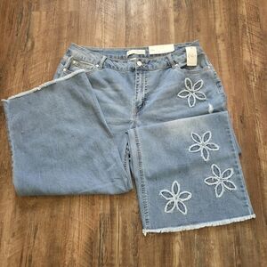 Denim Est. 1946 Hi-Rise Jegging Capris Embroidery Crop Wide Leg 20W New W/tags